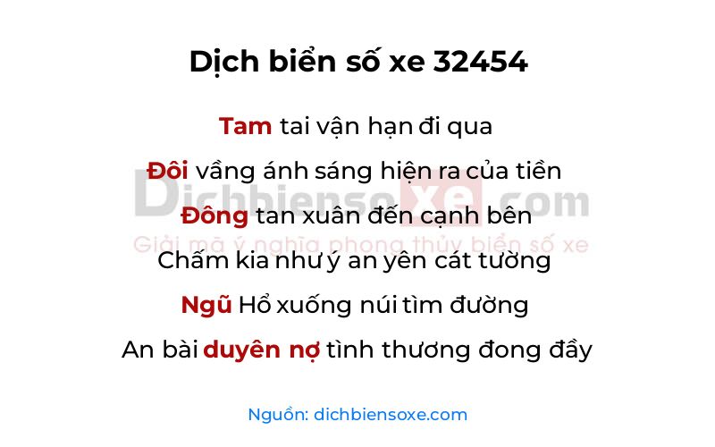 Dịch thơ biển số 32454