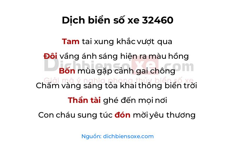 Dịch thơ biển số 32460