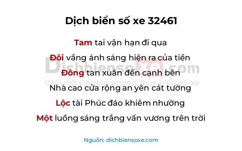Dịch thơ biển số 32461
