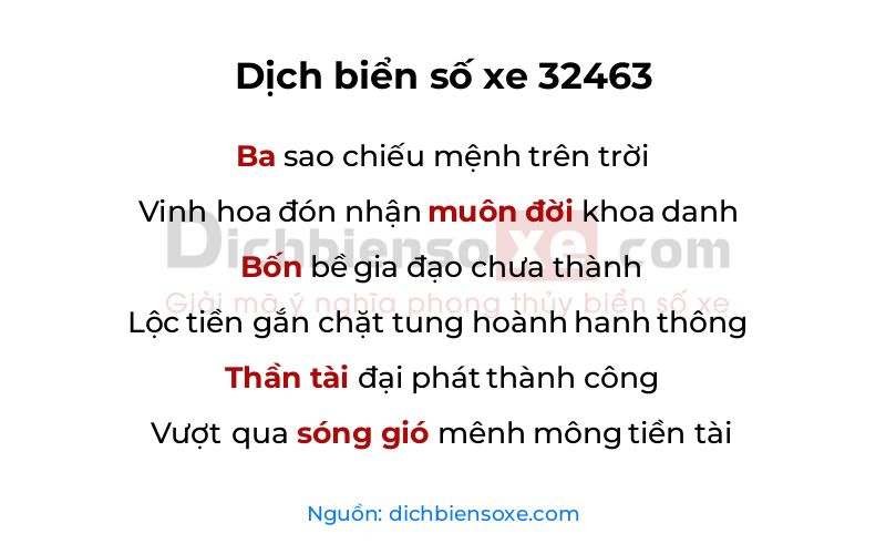 Dịch thơ biển số 32463