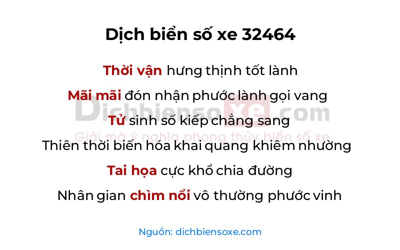 Dịch thơ biển số 32464