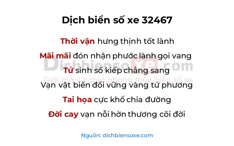 Dịch thơ biển số 32467