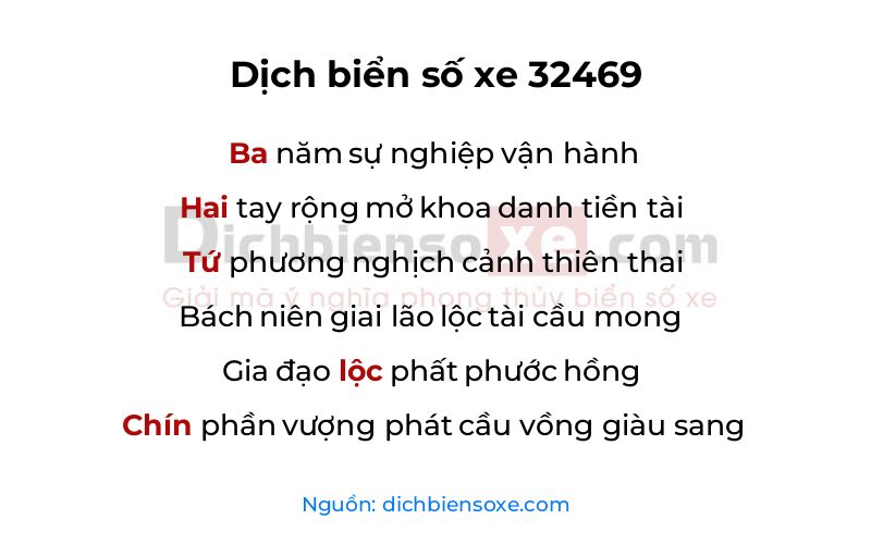 Dịch thơ biển số 32469