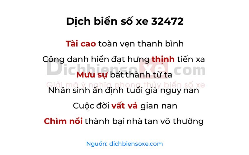 Dịch thơ biển số 32472