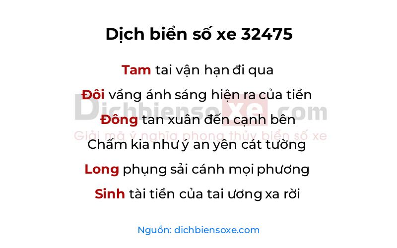 Dịch thơ biển số 32475
