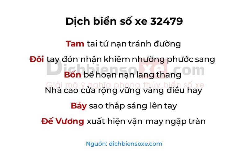 Dịch thơ biển số 32479