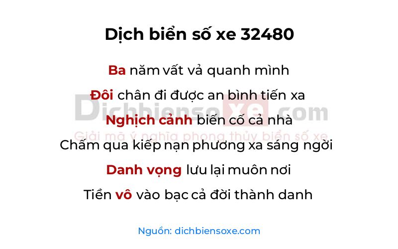 Dịch thơ biển số 32480