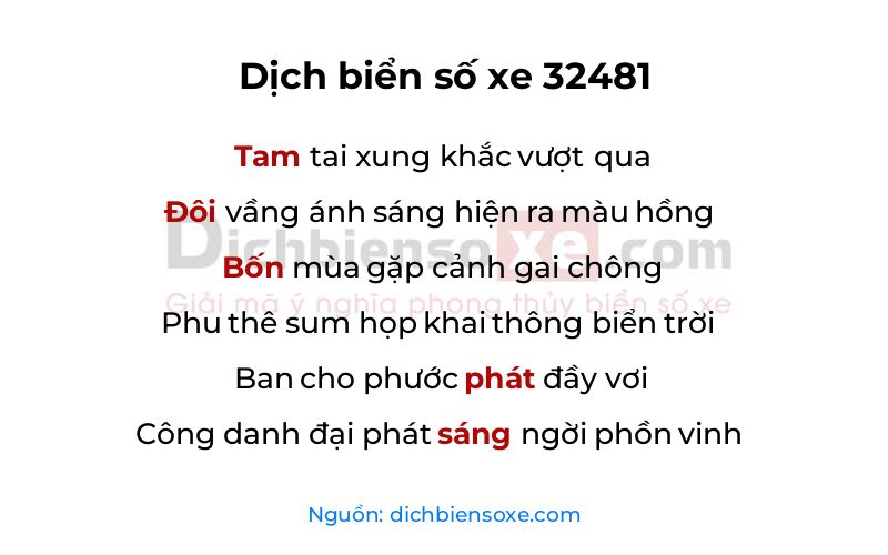 Dịch thơ biển số 32481