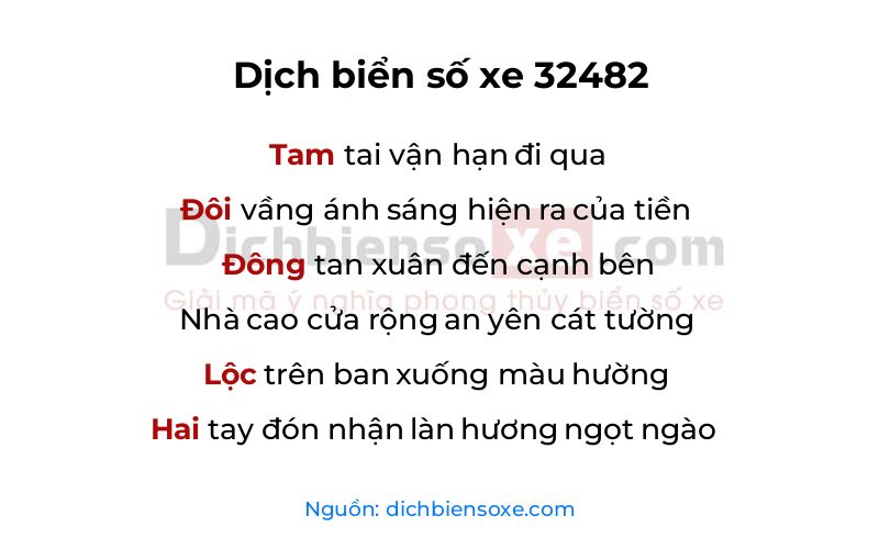 Dịch thơ biển số 32482