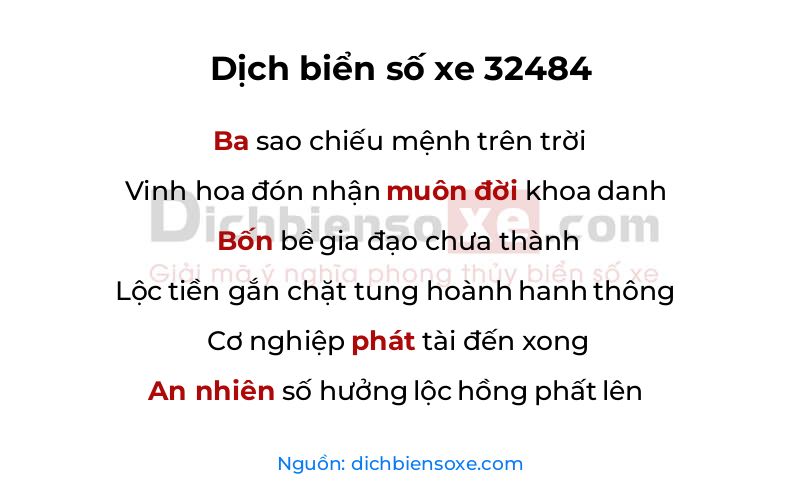Dịch thơ biển số 32484