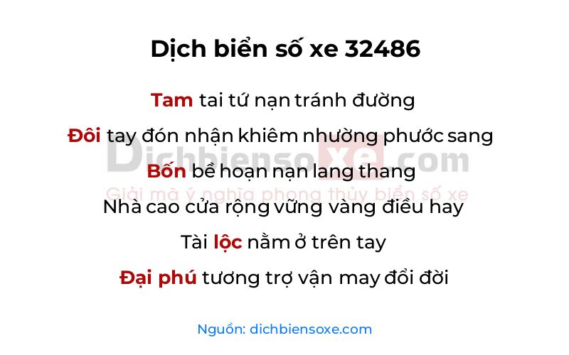 Dịch thơ biển số 32486