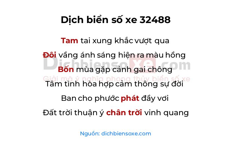 Dịch thơ biển số 32488