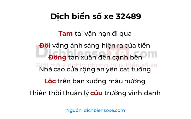 Dịch thơ biển số 32489