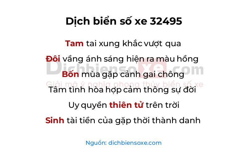 Dịch thơ biển số 32495