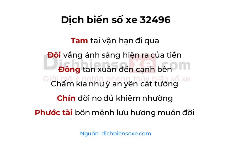 Dịch thơ biển số 32496