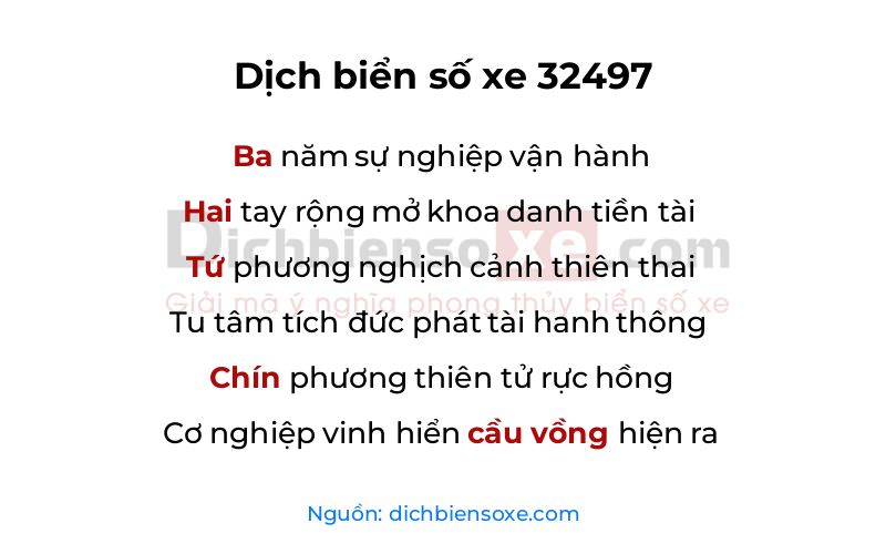 Dịch thơ biển số 32497