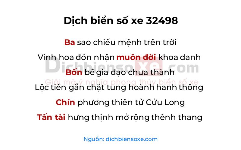 Dịch thơ biển số 32498