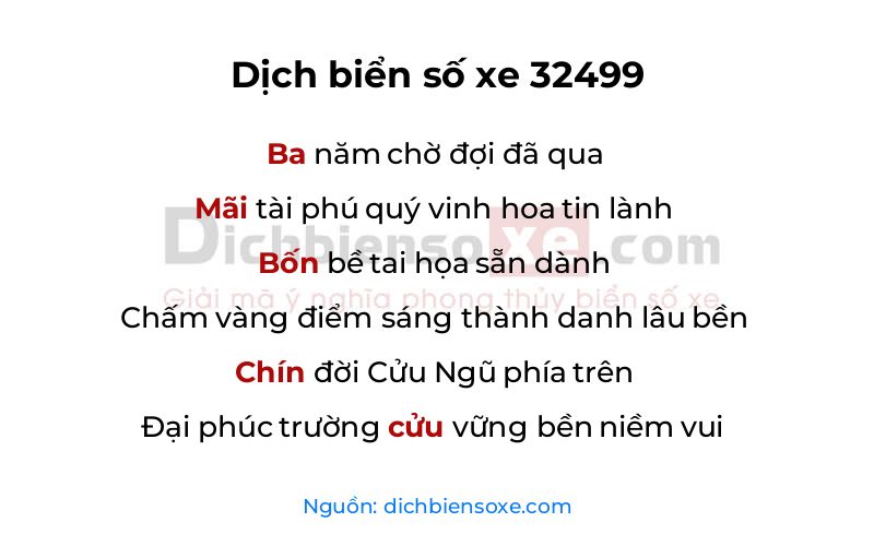 Dịch thơ biển số 32499