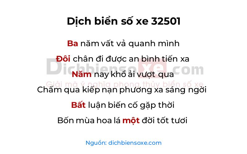 Dịch thơ biển số 32501