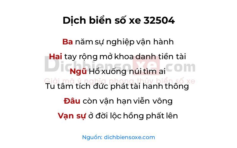 Dịch thơ biển số 32504