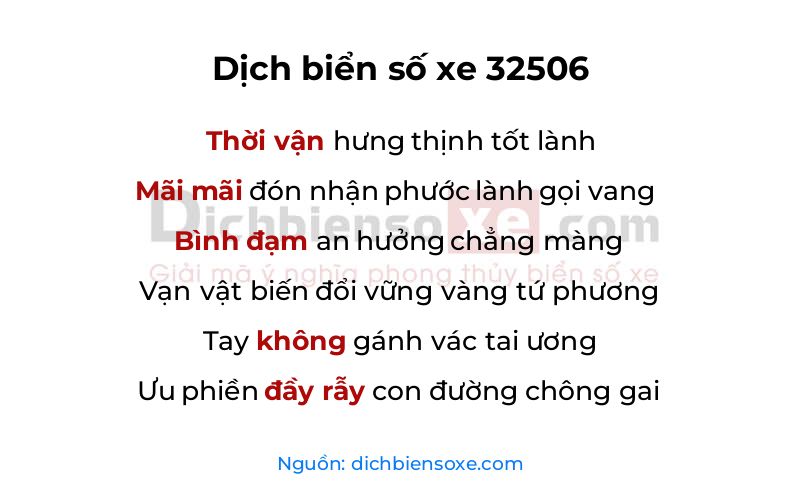 Dịch thơ biển số 32506