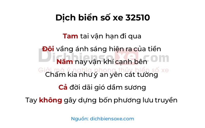 Dịch thơ biển số 32510
