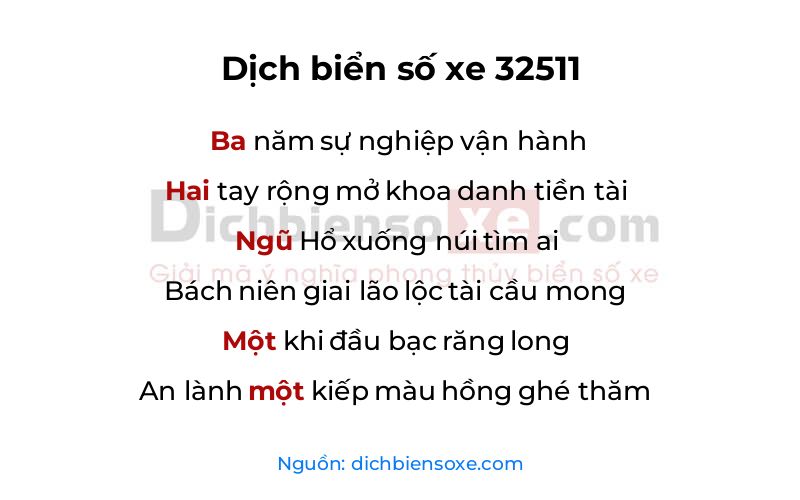 Dịch thơ biển số 32511