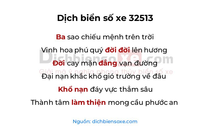 Dịch thơ biển số 32513