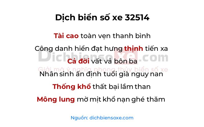 Dịch thơ biển số 32514