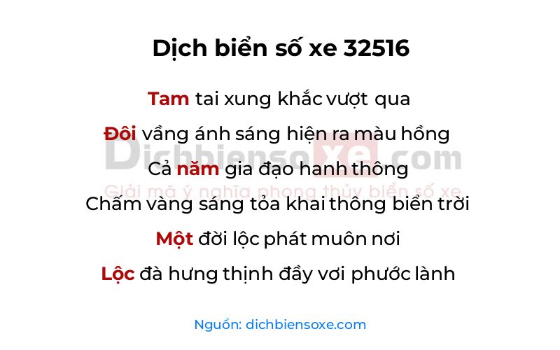 Dịch thơ biển số 32516