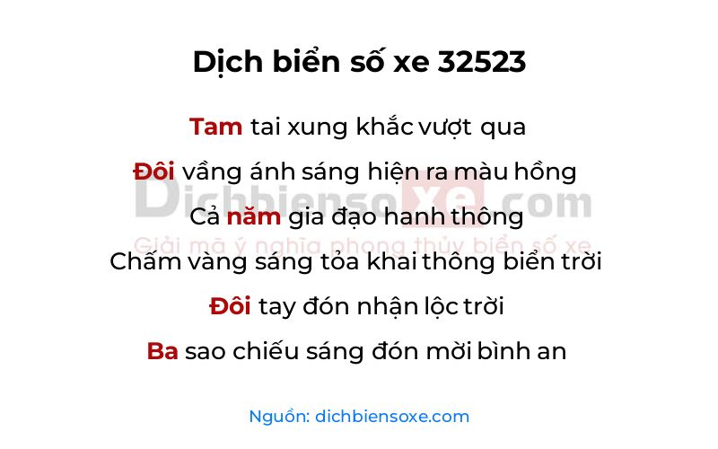 Dịch thơ biển số 32523