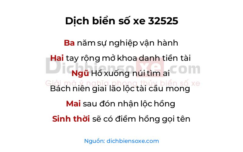 Dịch thơ biển số 32525