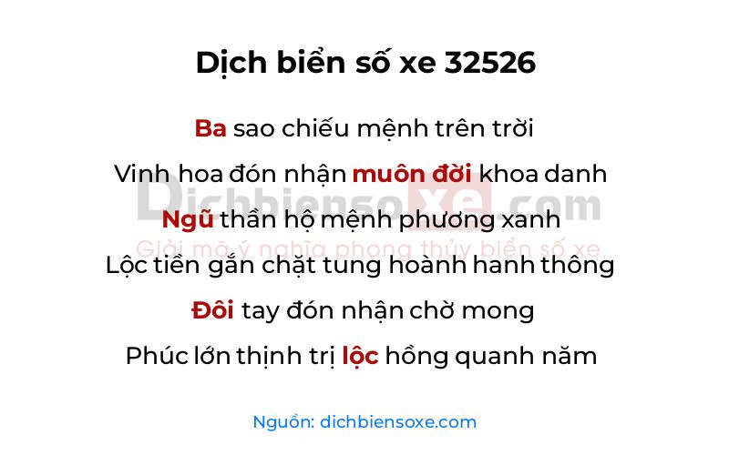 Dịch thơ biển số 32526