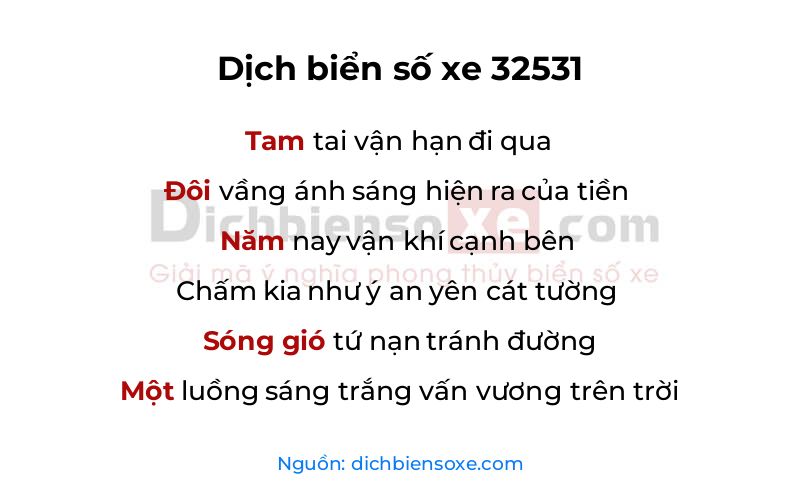 Dịch thơ biển số 32531
