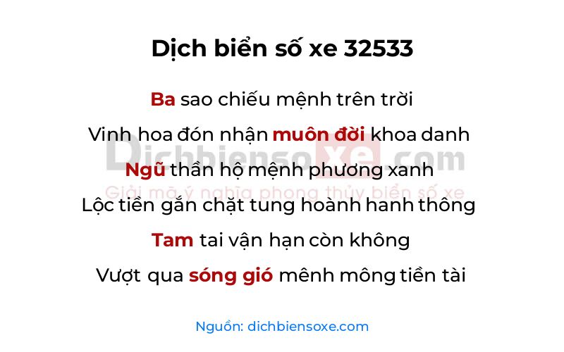 Dịch thơ biển số 32533