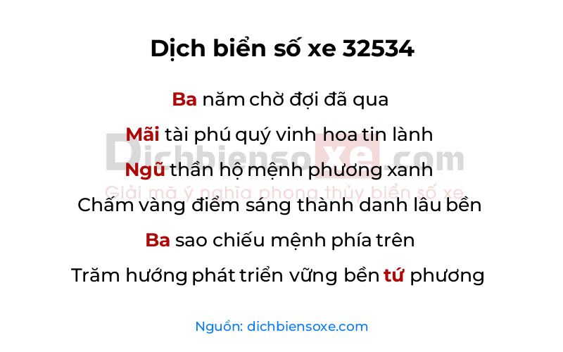 Dịch thơ biển số 32534