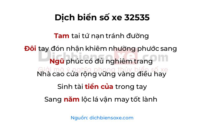 Dịch thơ biển số 32535