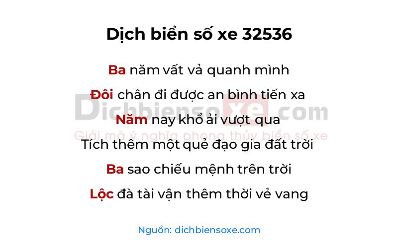 Dịch thơ biển số 32536