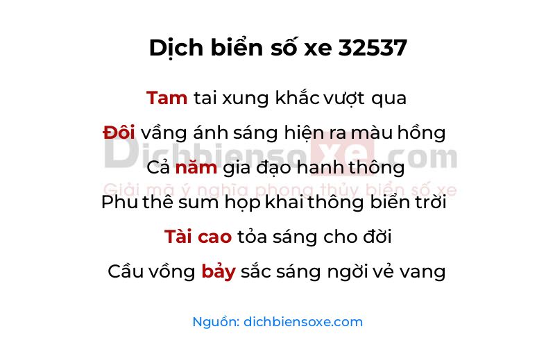 Dịch thơ biển số 32537