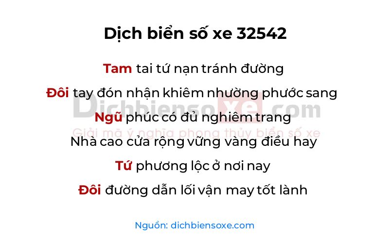Dịch thơ biển số 32542
