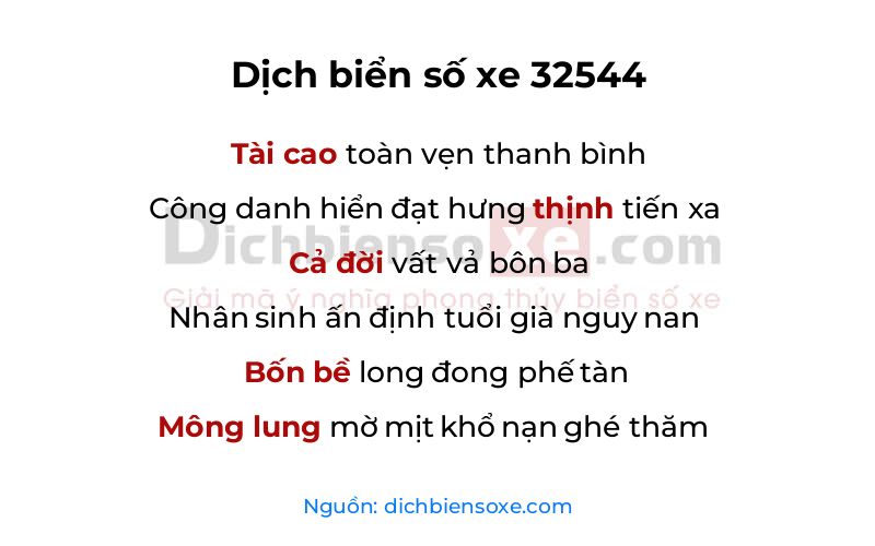 Dịch thơ biển số 32544