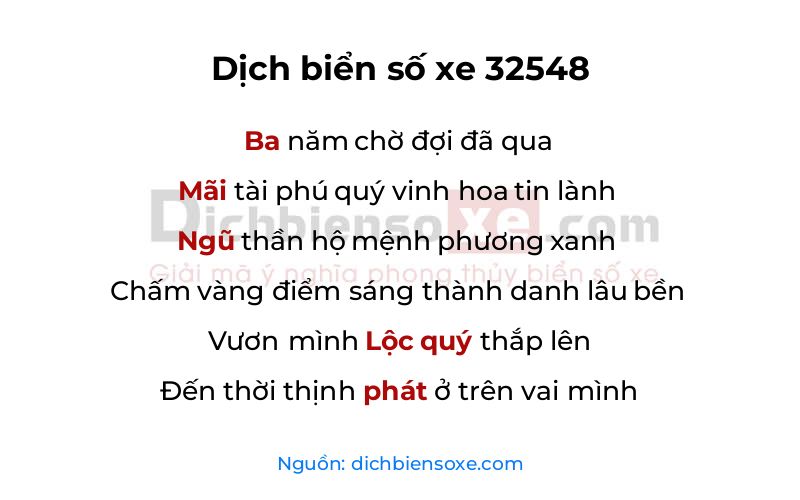 Dịch thơ biển số 32548