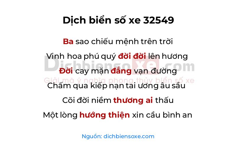 Dịch thơ biển số 32549