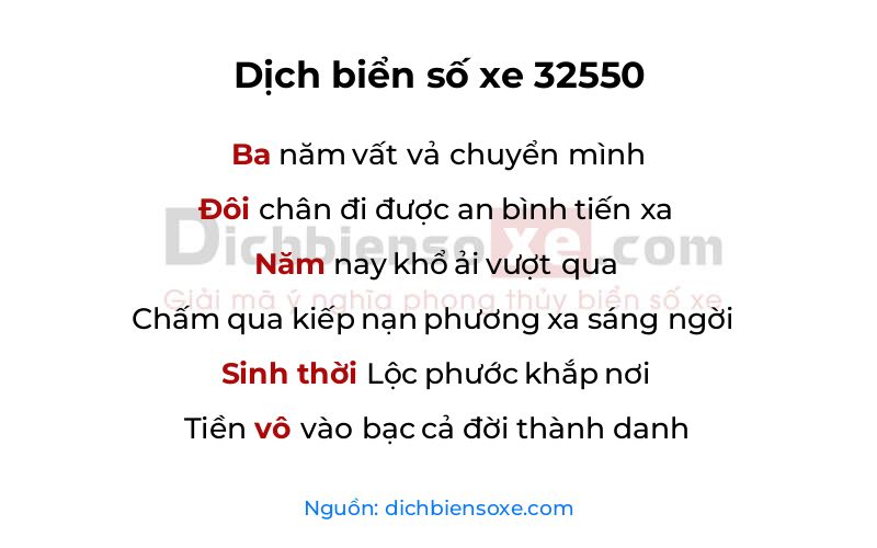 Dịch thơ biển số 32550