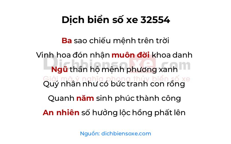 Dịch thơ biển số 32554