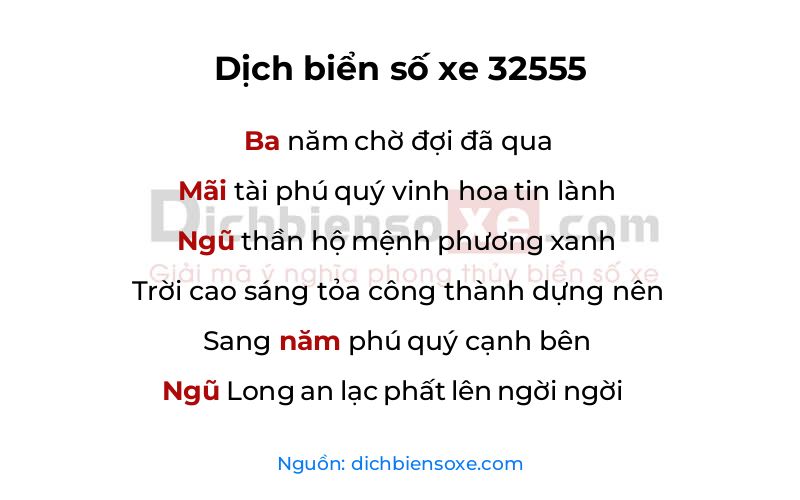 Dịch thơ biển số 32555