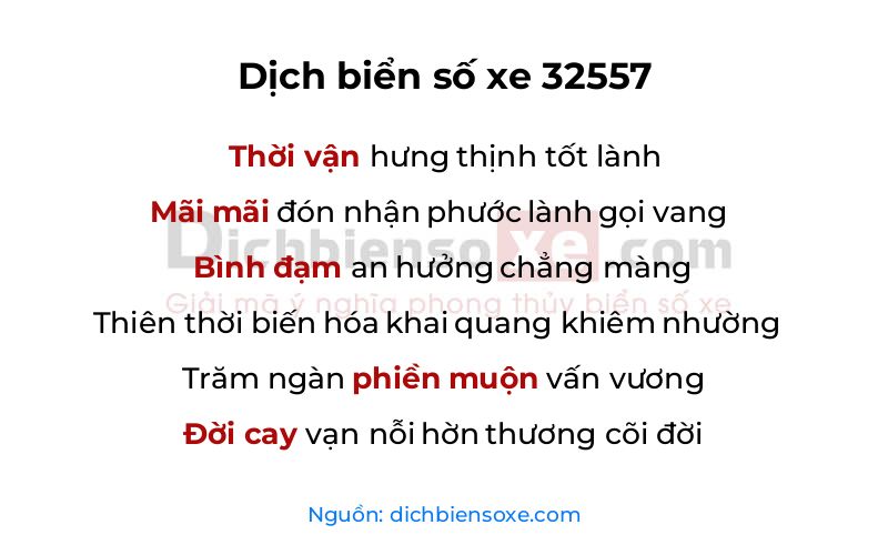 Dịch thơ biển số 32557