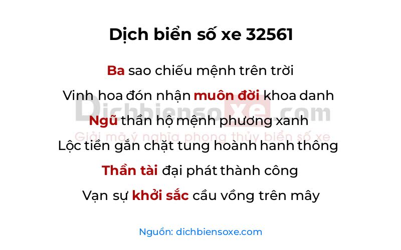 Dịch thơ biển số 32561