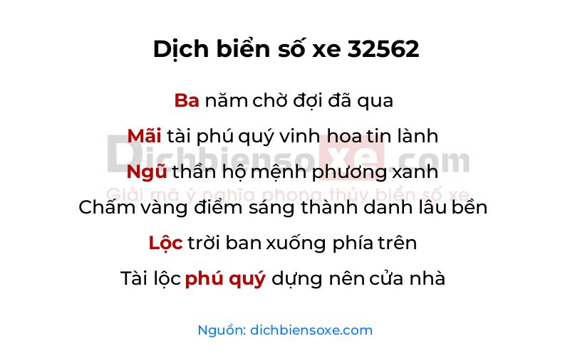 Dịch thơ biển số 32562