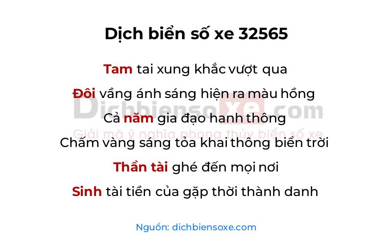 Dịch thơ biển số 32565